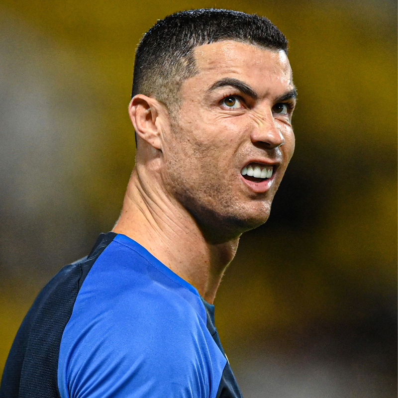 GoalNews's tweet photo. Cristiano Ronaldo has been banned and fined as a result of his response to Lionel Messi taunts during Al-Nassr’s clash with Al-Shabab 😳
