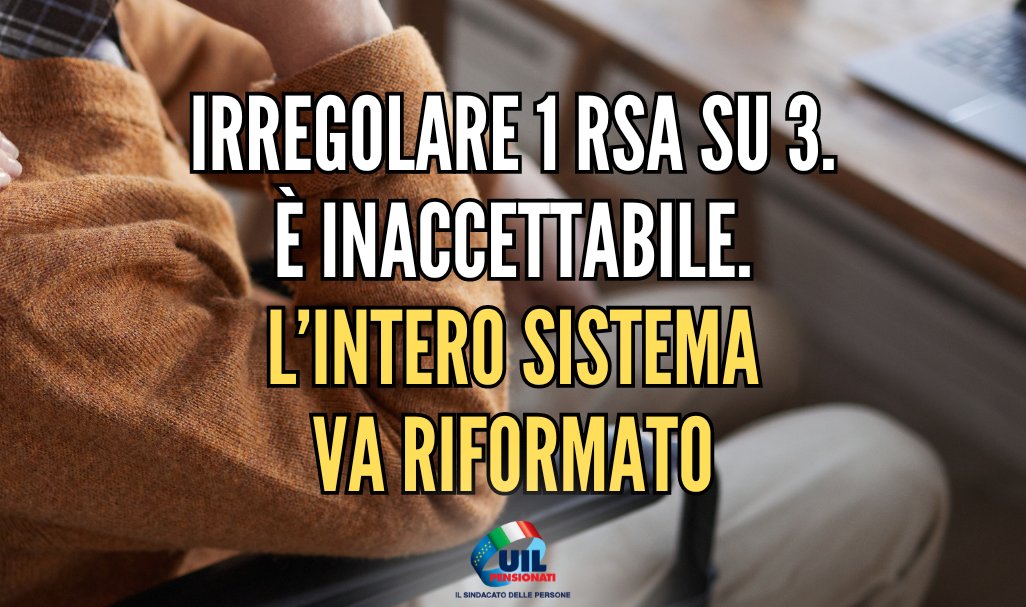 #Controllinas: 1/3 #RSA è irregolare. È inaccettabile. L'intero sistema della residenze sociosanitarie per #anziani va riformato.
👉uilpensionati.it/news/controlli…
<a href="/UILofficial/">Uil Nazionale</a>