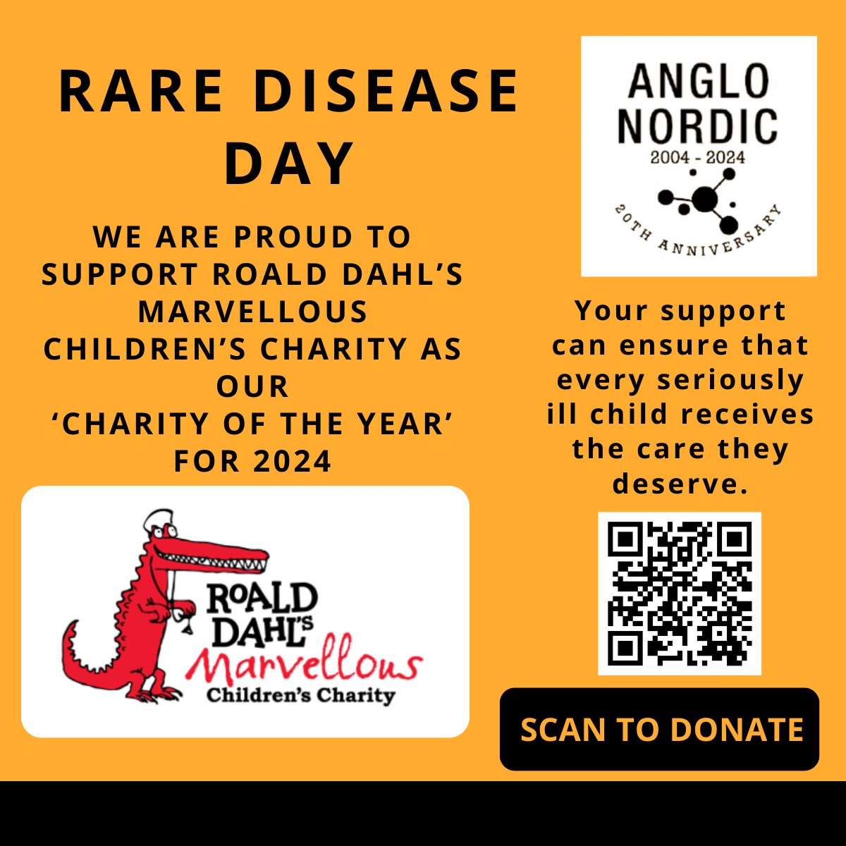 Let's make a positive impact on #RareDiseaseDay2024! Support @RareBeacon and @RoaldDahlFund in their endeavours to bring about specialist care and support. Donate to Beacon: lnkd.in/eGBKwPaN Donate to Roald Dahl's Charity: lnkd.in/e7mGJnCV #RareDiseaseDay