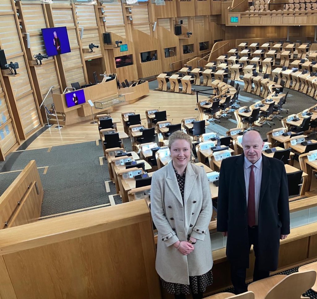 Keith Halstead and Maddy Taylor are delighted to be at Holyrood and the Scottish Parliament for a meeting with Jim Fairlie MSP, Minister for Agriculture and connectivity at the Scottish government, to talk about RCF’s work with family farms and rural communities across Scotland.