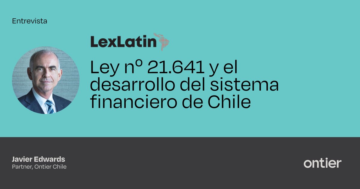 Ontier (@ontierlaw) on Twitter photo 📰Entrevista en <a href="/LexLatin/">LexLatin</a> de <a href="/gabrielaquev/">Gabriela Quevedo Castañeda</a> a <a href="/jedwardsrenard/">Javier Edwards Renard</a>, socio director de Ontier Chile, sobre la Ley N° 21.641 de Chile promulgada el pasado diciembre de 2023.
#financiero #chile #legislacion #latam 📰Entrevista en <a href="/LexLatin/">LexLatin</a> de <a href="/gabrielaquev/">Gabriela Quevedo Castañeda</a> a <a href="/jedwardsrenard/">Javier Edwards Renard</a>, socio director de Ontier Chile, sobre la Ley N° 21.641 de Chile promulgada el pasado diciembre de 2023.
#financiero #chile #legislacion #latam