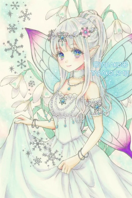 #コピックイラコン テーマは「雪」ということなので、雪の妖精描きました#コピック 