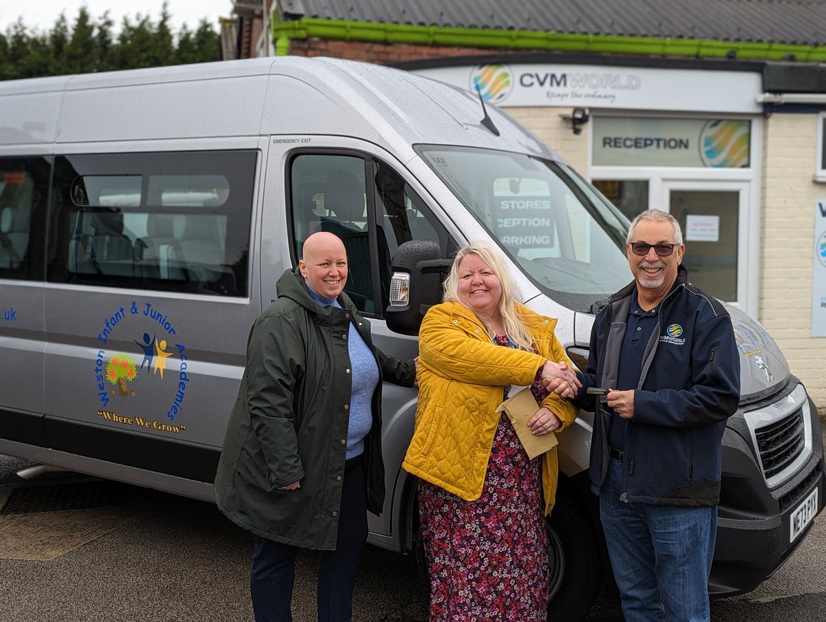 WestonFed's tweet photo. I was delighted to collect our new school minibus with Miss Brannan yesterday from @CVMWorld. This enables us to continue to take the children on educational visits and to continue with our shuttle bus service between our two school sites.  We now need a nickname for the new bus! https://t.co/gcr9xGhdlf