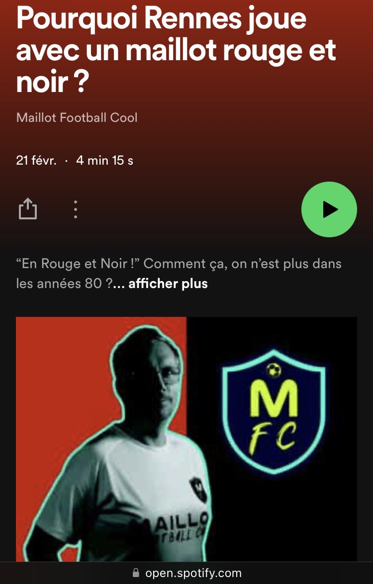 L’ami @gbaudu a lancé un podcast sur l’histoire des maillots de foot. Je ne dis pas ça parce qu’un des épisodes concerne le @staderennais #srfc