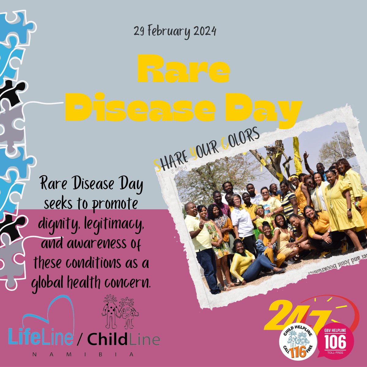 In an effort of global solidarity, you are invited to light or decorate your home with the Rare Disease Day colours at 7 PM your local time on 29 February 2024. You can use garlands, social media filters, candles, disco lamps, colourful decorations….. Let your creativity shine!