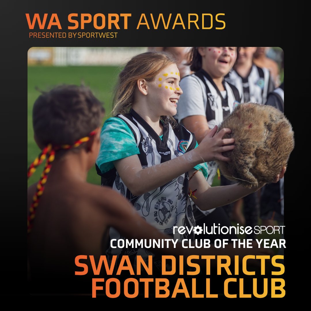 Swan Districts Football Club is committed to providing a welcoming and inclusive environment that has awarded them the Revolutionisesport Community Club of the Year John Gilmour Medal! #WASportAwards #WASport #PerthNews
