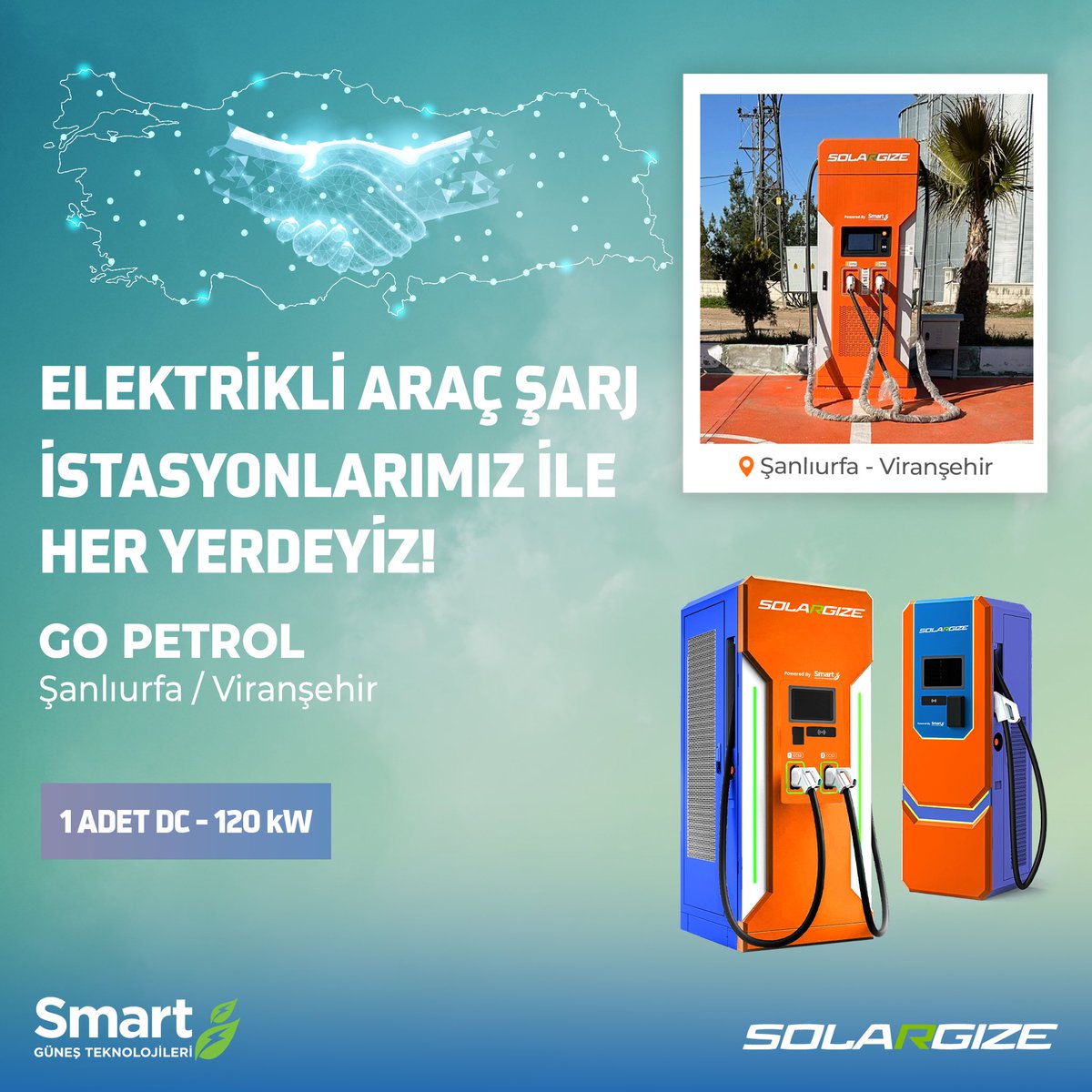 smartsolargize's tweet photo. Solargize olarak elektrikli araç şarj istasyonlarımızla her yerdeyiz!
Şanlıurfa/Viranşehir “GO Petrol” ile hizmetinizde!
___
As Solargize, we are everywhere with our electric vehicle charging stations!
Now serving at Şanlıurfa/Viranşehir “GO Petrol”.
#SolargizeAilesi https://t.co/i9gS8yn7Kx