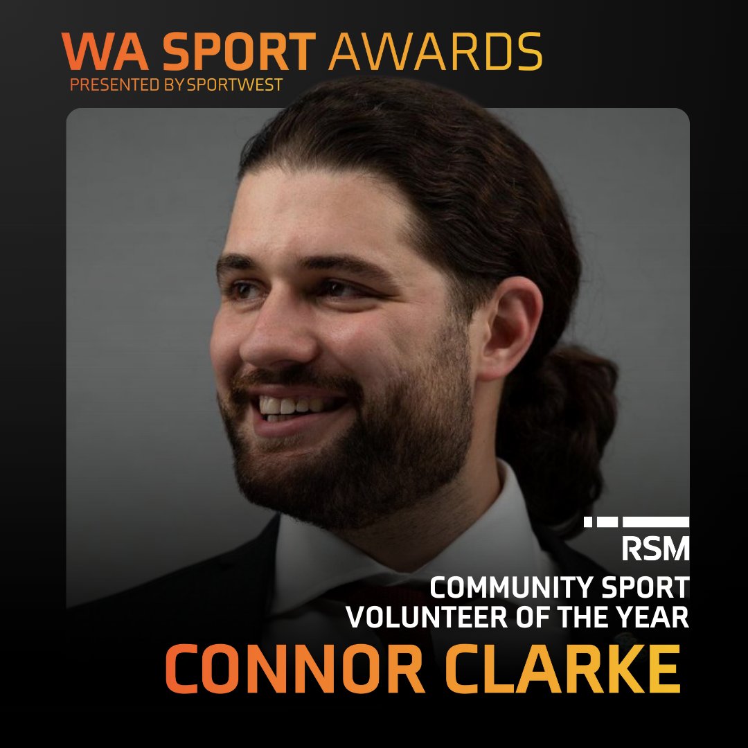 The WA Sports Industry thrives off a community of hardworking and dedicated volunteers. We are very excited to announce our first RSM Australia, Volunteer of the Year Awards goes to, Connor Clarke. #WASportAwards #WASport #PerthNews