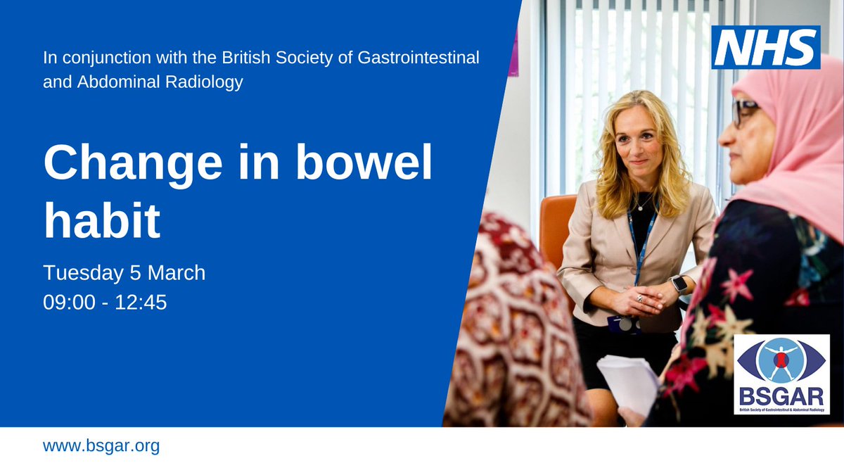 Join @BSGAR_UK on Tuesday 5 March at 9:00 for their training session focusing on changes in bowel habit. For more information, or to sign up visit the BSGAR website orlo.uk/XxtO3