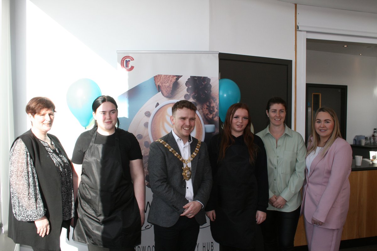Today's launch of the pop-up New Ground coffee shop at the Girdwood Community Hub. New Ground coffee is a training and employment social enterprise aimed at young people living in the deprived communities around the Girdwood site.