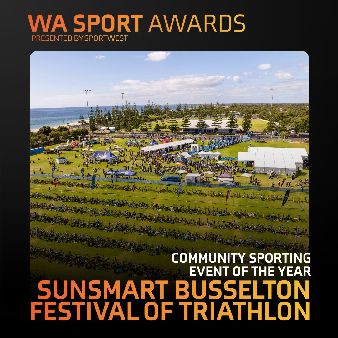 Our Community Sporting Event of the year goes to ... the Sunsmart Busselton Festival of Triathlon! Congratulations to all those involved in the planning and delivery of such an incredible event.

#WASportAwards #WASport #PerthNews
