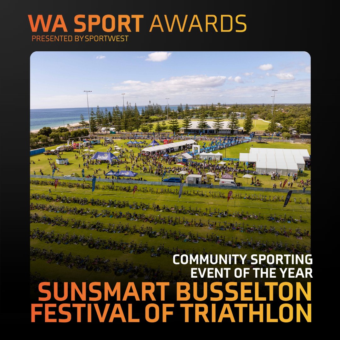 Our Community Sporting Event of the year goes to ... the Sunsmart Busselton Festival of Triathlon! Congratulations to all those involved in the planning and delivery of such an incredible event. #WASportAwards #WASport #PerthNews