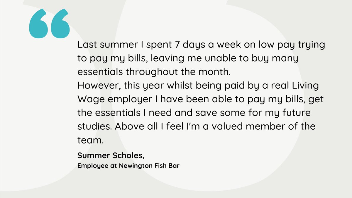 The #HospitalitySector has the highest number of low paid jobs in the UK 😲 But we know employees feel valued when they're paid fairly.

Newington Fish Bar pays its employees the real #LivingWage - you can follow their example today.

Find out more 👉 livingwage.org.uk/accredit