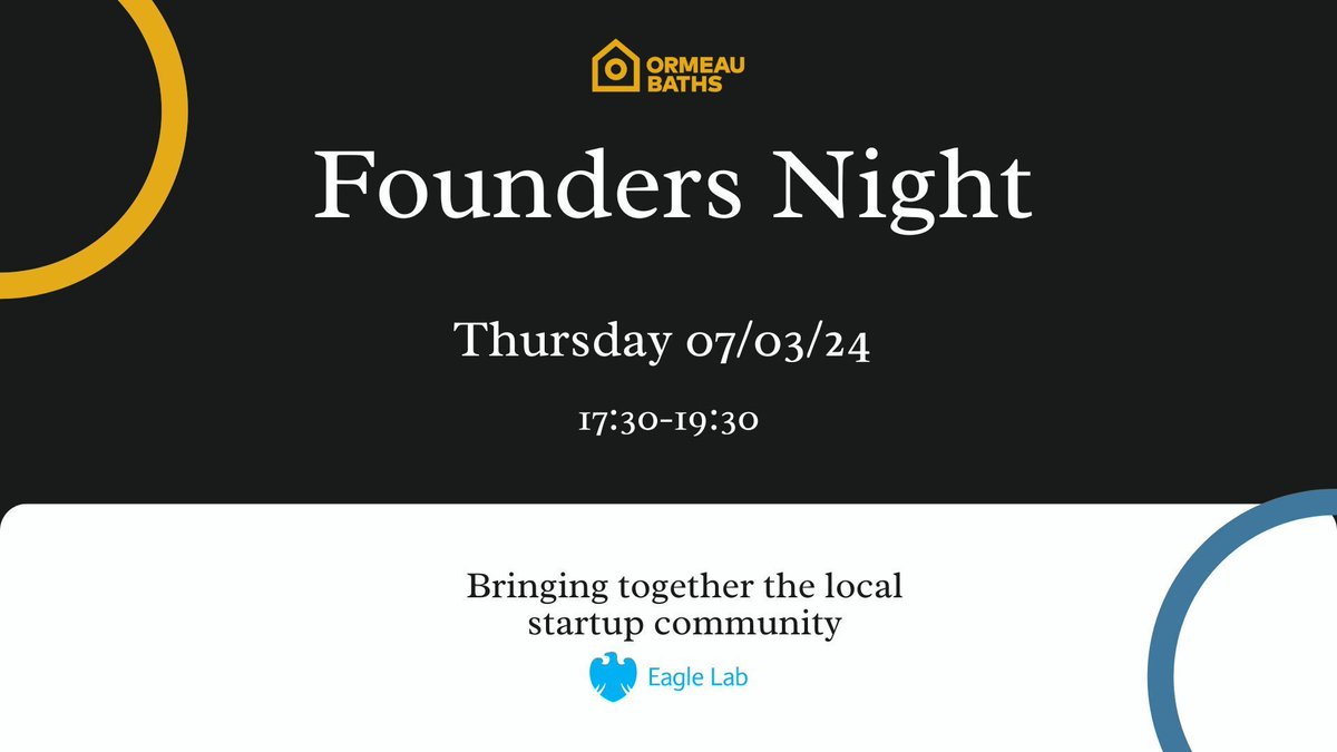 Reminder Founders Night at 5:30pm next Thursday 7th March @ormeaubaths , Don't miss out ! Tickets still available- buff.ly/3tccj3s