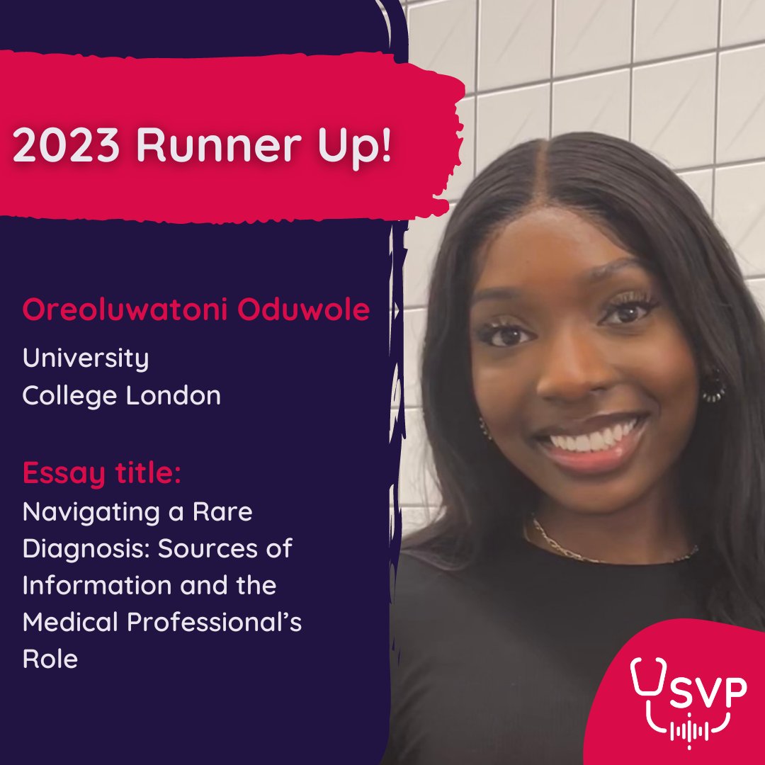 Now for the runners-up... 🌟 We're excited to share that our runner-up, Oreoluwatoni Oduwole's essay is now available to read! 🤩 📰 ‘Navigating a Rare Diagnosis: Sources of Information and the Medical Professional’s Role’ ow.ly/uPsG50QIJI3