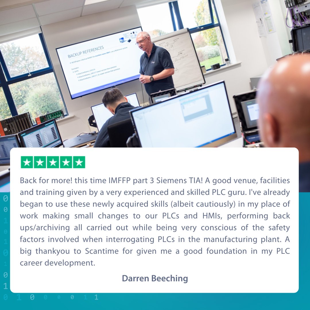 ScantimeAuto's tweet image. Thanks to Darren, who has completed our Siemens TIA Portal - Industrial Maintenance & Fault-Finding Pro 3 PLC Training! ⚡
#plcprogramming #plctraining #industrialautomation
