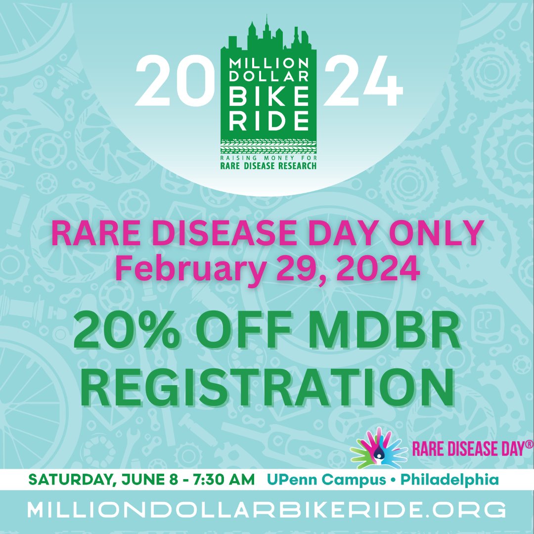 It's International #RareDiseaseDay! To honor the special day, save 20% on all MDBR registrations TODAY ONLY! Use Promo Code: RDDMDBR20 at checkout! bit.ly/2024MDBR
All donations raise money for #raredisease research!  
<a href="/rarediseaseday/">Rare Disease Day</a>
 #pennmedmdbr2024 #mdbr