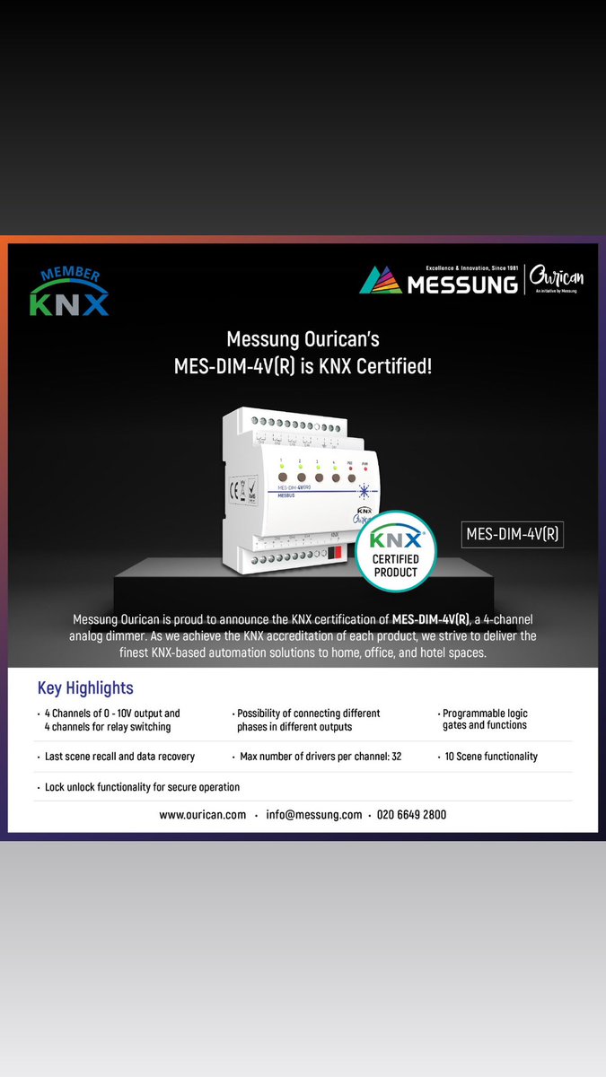 farookmerchant's tweet photo. KNX-4 channel analog Dimmer by Messung is now KNX certified https://t.co/MEoVMKVpbO