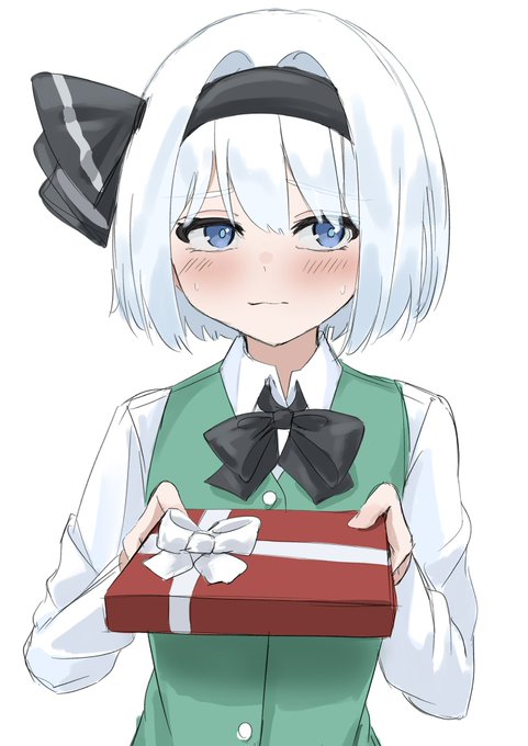 「blue eyes holding gift」 illustration images(Latest)