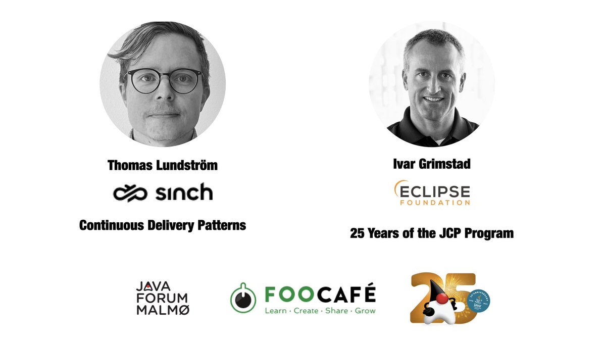 Ivar Grimstad (@ivar_grimstad) on Twitter photo There is still time so sign up for <a href="/javaforum/">Javaforum Malmö</a> at <a href="/_FooCafe_/">Foo Café</a> in Malmö tonight with talks by <a href="/thomaslundstrom/">thomas lundstrom</a> and myself
foocafe.org/event/continuo…
#Javaforum #cd #jcp #25YearsOfJCP There is still time so sign up for <a href="/javaforum/">Javaforum Malmö</a> at <a href="/_FooCafe_/">Foo Café</a> in Malmö tonight with talks by <a href="/thomaslundstrom/">thomas lundstrom</a> and myself
foocafe.org/event/continuo…
#Javaforum #cd #jcp #25YearsOfJCP
