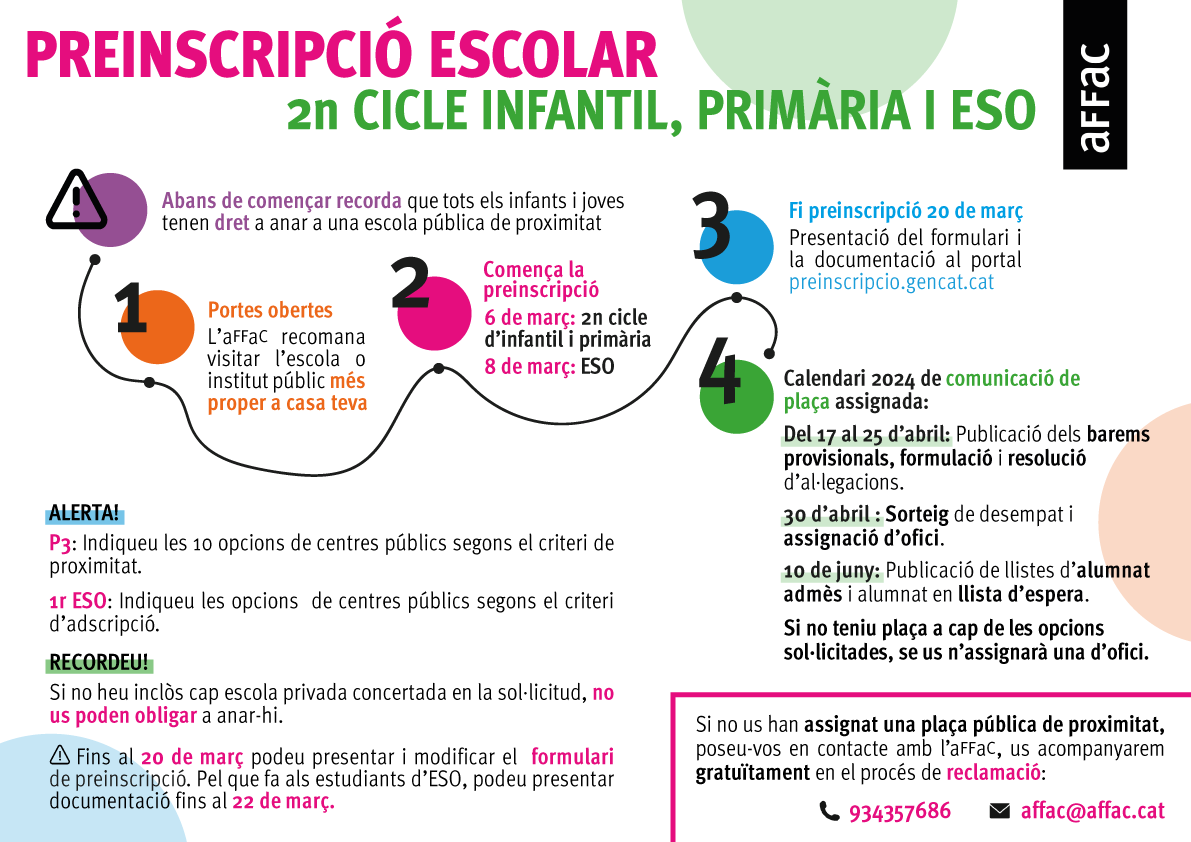 📢 Si aquest any comences I3 o 1r d’ESO, matricula a la pública!

Consulta la nostra guia curta per saber-ho tot sobre el procés de preinscripció: terminis, formularis, recomanacions i més!

🤗L'aFFaC t'acompanya en el teu camí a la pública 👉 affac.cat/matricula-publ…