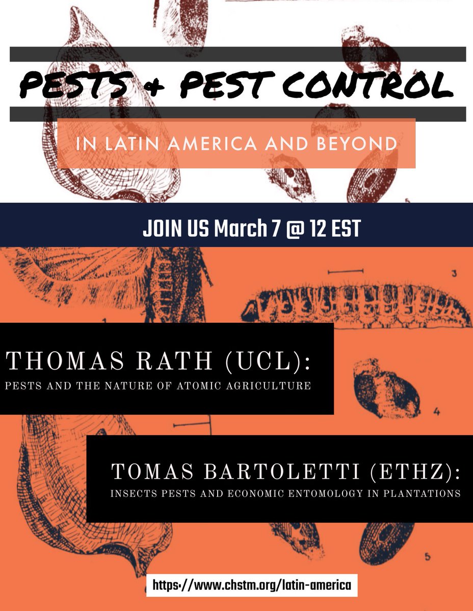 [AGENDA]🦗El próximo jueves 07/03 tendremos una sesión del <a href="/chstmorg/">Consortium #HistSTM</a> dedicada a las pestes y el control de estas en América Latina a cargo de <a href="/thom_rath/">Thomas Rath</a> &amp; <a href="/TomasBarto12/">Tomás Bartoletti</a> 🪰

⏰ 
11h 🇲🇽
12h 🇨🇴🇵🇪🇪🇨 
14h 🇨🇱🇦🇷🇧🇷 

🔗 Link: chstm.org/latin-america