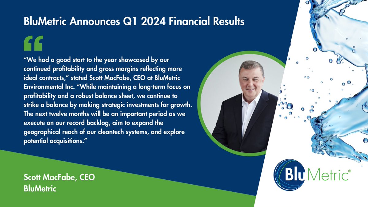 BluMetric (@blumetric) on Twitter photo BluMetric Announces Q1 2024 Financial Results! 📢
Check out the Press Release ➡️ newsfilecorp.com/release/199723… BluMetric Announces Q1 2024 Financial Results! 📢
Check out the Press Release ➡️ newsfilecorp.com/release/199723…