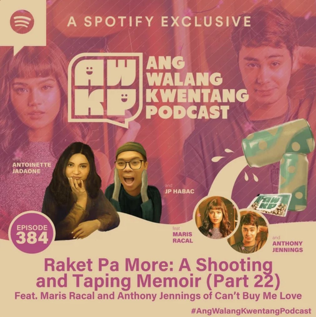 #AngWalangKwentangPodcast
Feat. #MarisRacal & #AnthonyJennings

Link:
open.spotify.com/episode/2zrgAz…

#SnoRene
@MissMarisRacal @Ajenningss_