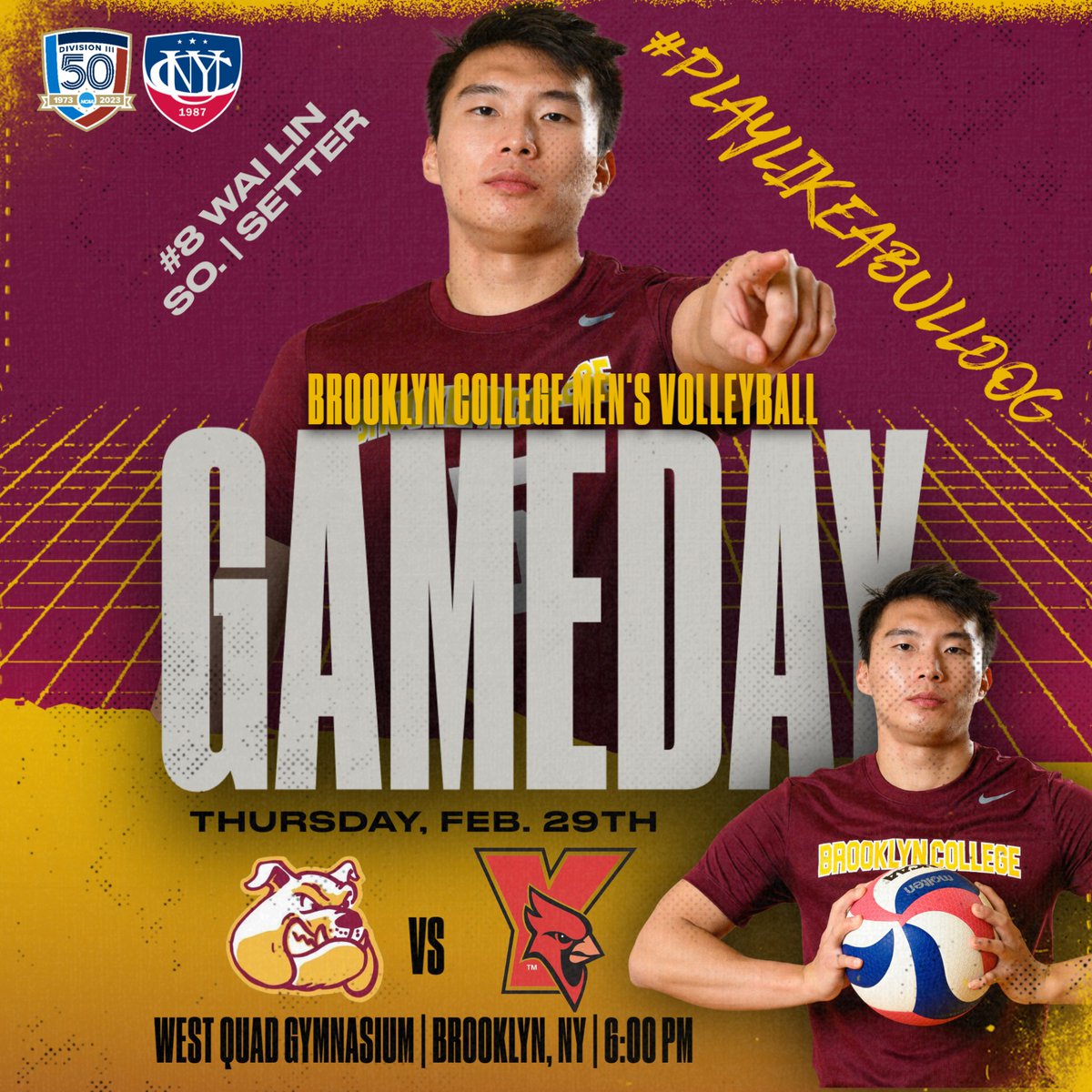 bklyn_bulldogs's tweet photo. #Gameday | π
#BCmvb returns to @cunyac play at the West Quad Center tonight!πΆπͺ
π @yorkcardinals
π 6pm
π@bklyncollege411
πΊπ https://t.co/NQeVJdKWwr
#PlayLikeaBulldog #d3vb #cunyvb https://t.co/89NOX94xYH