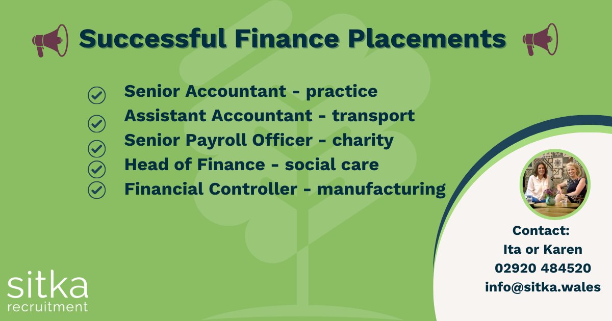 Our directors have over 30 years combined experience in recruiting finance professionals in Wales and further afield. 

Here is a selection of some recent successful placements 👇

#recruitment #success 

More about this here ➡sitka.wales/clients/financ…