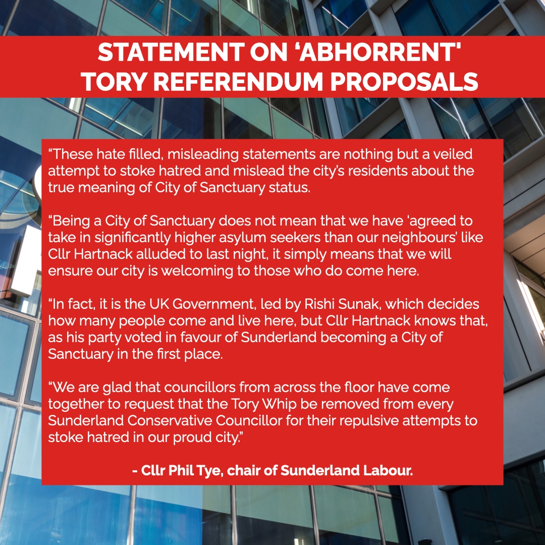 SunderlandLab's tweet photo. We have issued the below statement in response to the events that unfolded at Full Council last night.

There is no room in society for such rhetoric being used and we will do everything in our power to stamp out such abhorrent behaviour.

https://t.co/riHtwdcwvm https://t.co/DIHXImq4Fn