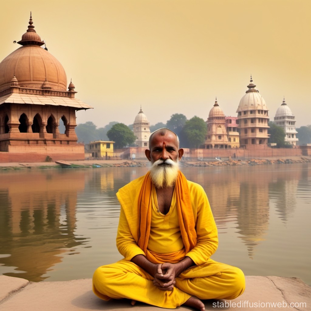 एक #AI टूल को जब कहा गया कि कानपुर में गंगा किनारे बैठे योगी की तस्वीर बनाओ। जिसमें एक तरफ ऊंचे गुंबद वाला मंदिर हो और दूसरी तरफ लेदर टैनरी में चमड़ा सूख रहा हो तो ये रिजल्ट आया। #Kanpur #Ganga
