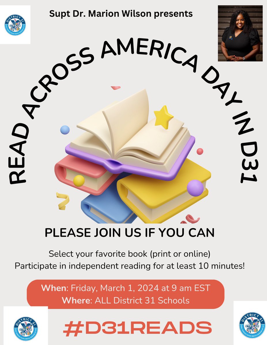 Ps6931R's tweet photo. @DrMarionWilson presents Read Across America Day in D31. #D31Reads https://t.co/DvtXUtYEZP