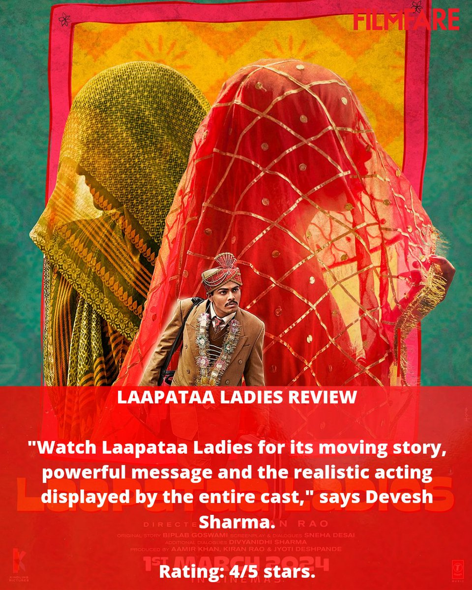 #FilmfareReview: Here's our take on #KiranRao's #LaapataaLadies starring #RaviKishan, #SparshShrivastava, #PratibhaRanta and others. 

Ratings: ⭐⭐⭐⭐/5