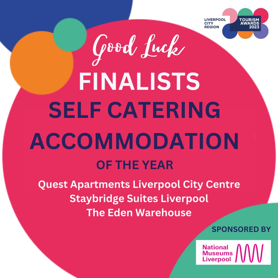 Good luck to the finalists in the Self Catering Accommodation of the year category sponsored by @nml_muse at tonight's @GrowthPlatform_ Liverpool City Region Tourism Awards sponsored by @LpoolBIDcompany #LCRTA23