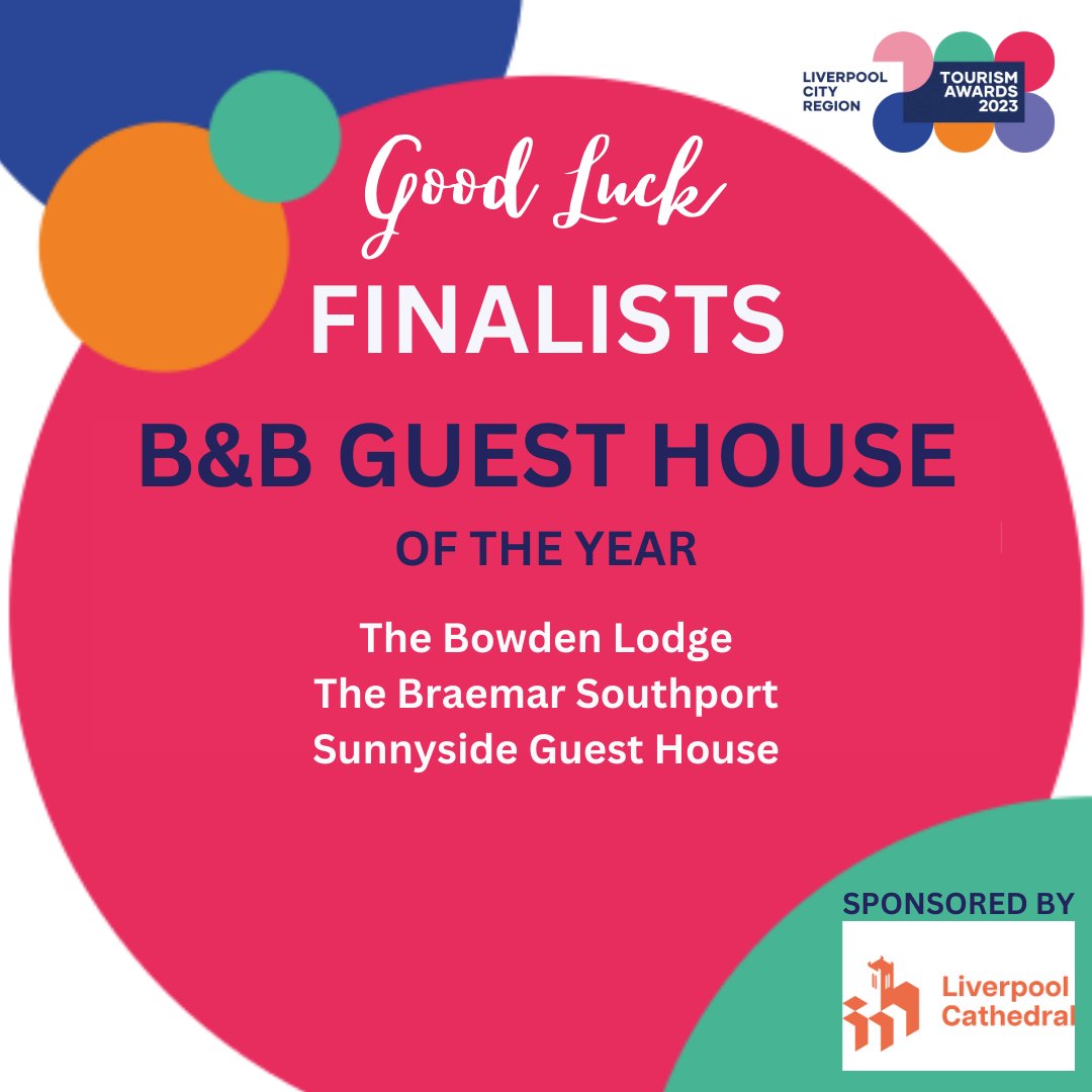 Good luck to the finalists in the B&B Guest House of the year category sponsored by @LivCathedral at tonight's @GrowthPlatform_ Liverpool City Region Tourism Awards sponsored by @LpoolBIDcompany #LCRTA23