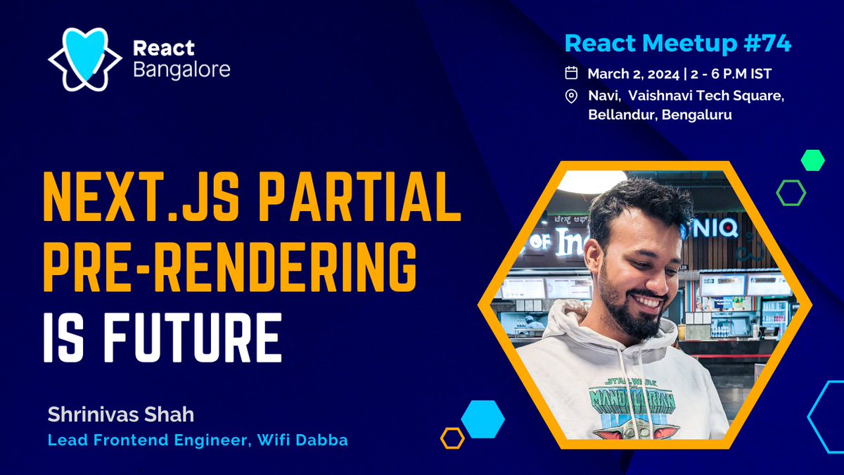 In our next meetup, @shrinivasshah will take a deep dive into Next.js partial pre-rendering Register to join us at the meetup meetup.com/reactjs-bangal…