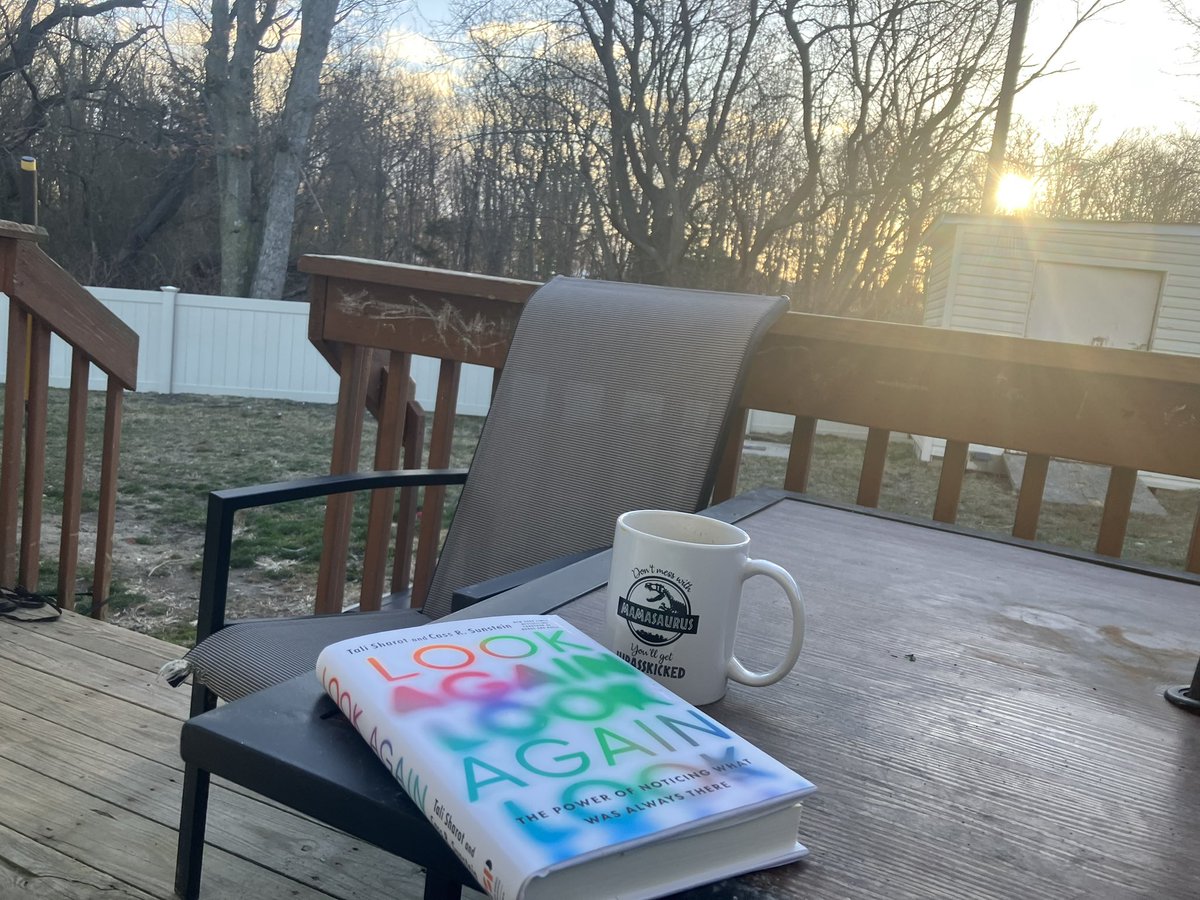 Megsquito's tweet image. An amazing way to start the day - coffee, the sunrise and @CassSunstein !