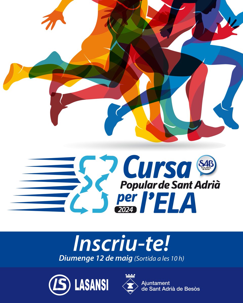 Recordeu!, compte enrere per la 7a Cursa Popular de Sant Adrià per l'ELA 🏃🏃‍♀️
🗓️ 12 de maig ⏱ sortida a les 10 h 📍Plaça de la Vila
👉objectiu solidari de lluitar contra l'Esclerosi lateral amiotròfica (ELA)
🙋‍♀️ inscripcions obertes👇
goo.su/AlIHNdm