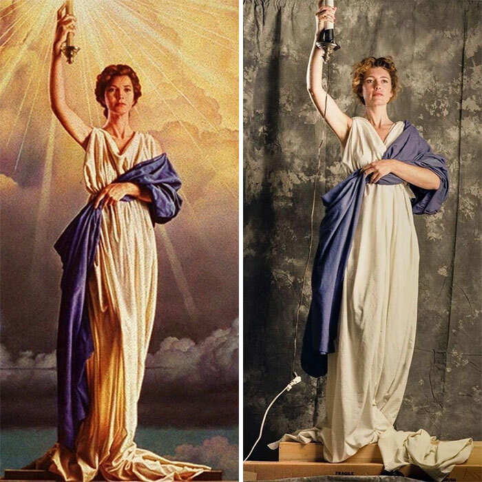 In 1992, photographer Kathy Anderson had to take photos to renew the #ColumbiaPictures logo (the famous 'Torch Lady'). She used her assistant #JenniferJoseph as a temporary model. The result was so convincing that the photo became the logo we know today