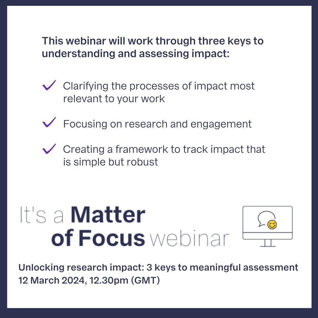 Unlocking research impact: 3 keys to meaningful assessment Looking for a practical and meaningful approach to understand, assess and tell the story of the difference #research and evidence to action work makes? Join us for our free webinar on 12 March! loom.ly/6wE0X9Q