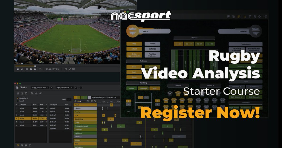 🏉𝐍𝐞𝐰 𝐒𝐭𝐚𝐫𝐭𝐞𝐫 𝐂𝐨𝐮𝐫𝐬𝐞: 𝐑𝐮𝐠𝐛𝐲🏉

Learn the fundamentals of using Nacsport for the analysis of #rugbyleague or #rugbyunion.🎓

✅Start 6th of March
✅3-month Basic+ license
✅100% online
✅Official certificate of completion

More info:
bit.ly/rugby-starter-…