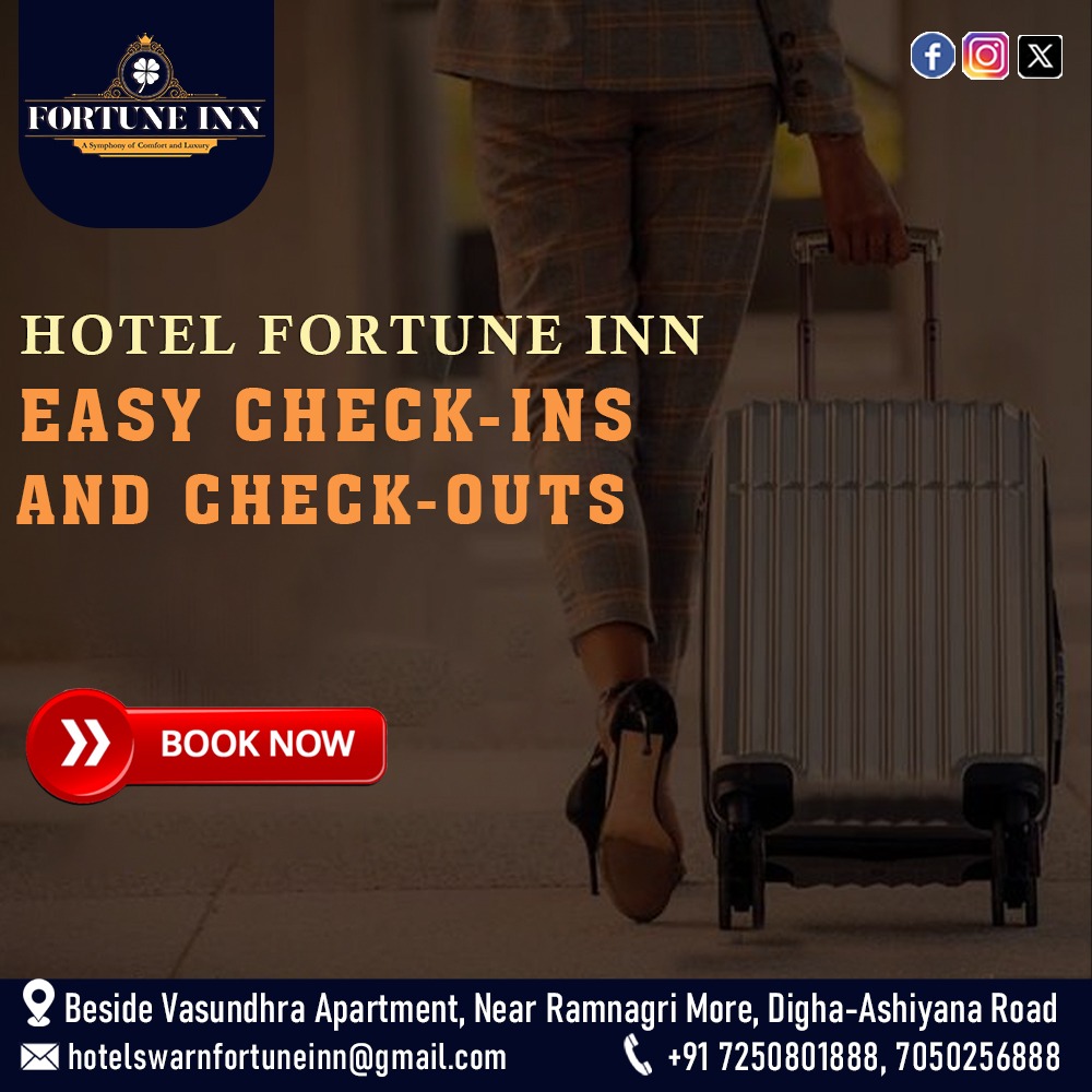 Experience hassle-free stays with our seamless check-ins and check-outs.
#EfficientService #GuestComfort

Call us at 7250801888, 7050256888
#BookNow #ReserveToday

#HotelSwarnFortune #UltimateComfort #LuxuryRetreat #MemorableStay  #hasslefree #HotelCharm #Digha #Patna #Bihar