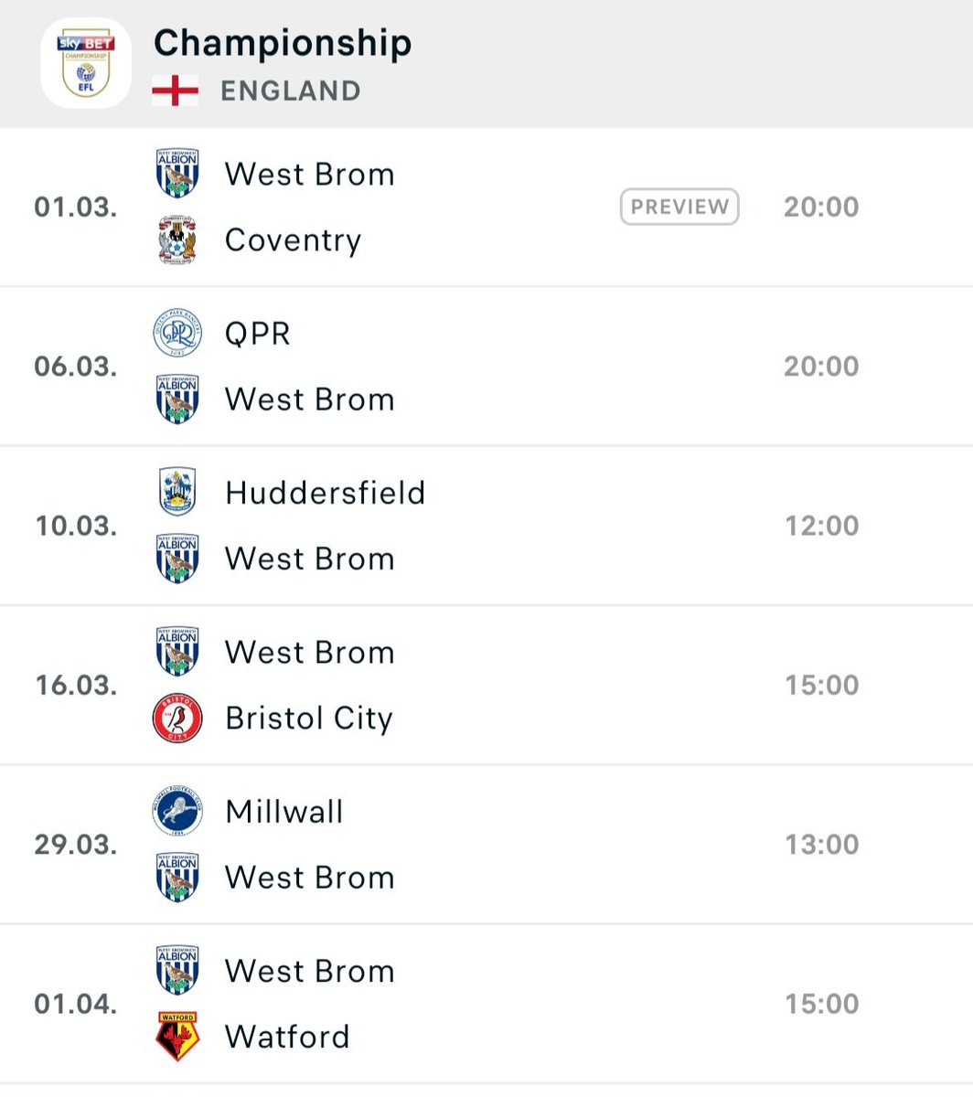This next month of games... how many points do we all think the minimum has to be to sustain where we sit currently? #wba