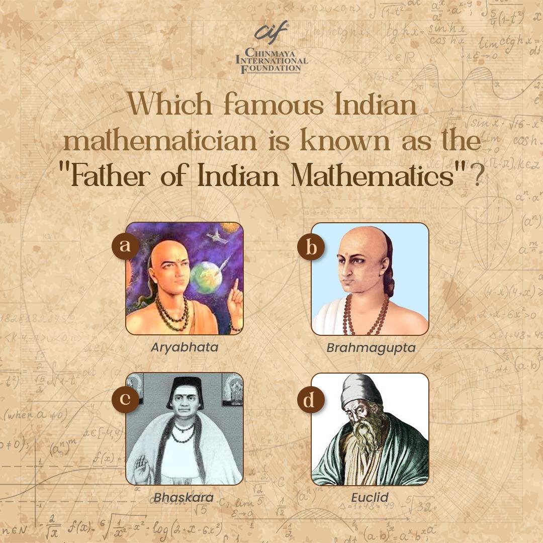 ciftweets's tweet image. &apos;Father of Indian Mathematics&apos; is commonly attributed to the Mathematician Aryabhata, born in the year 476.

Join our Vedic Mathrix 2024, a 5 day residential camp on ancient Indian mathematics! 
 chinfo.org/home/event/ved…

#CIF #VedicMathematics #VedicMathrix
