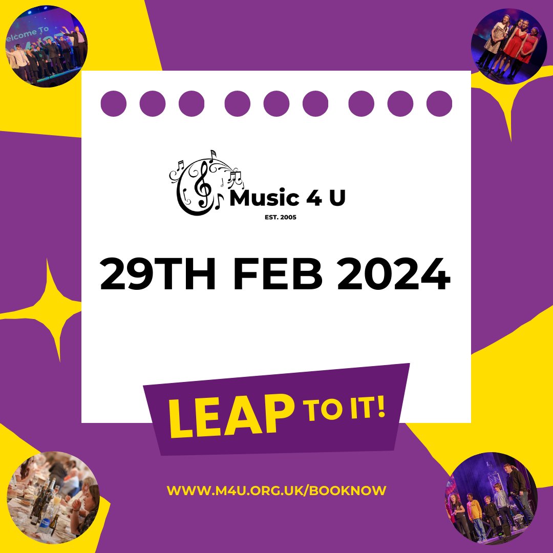 🤩Wow! A whole EXTRA day of the year to LEAP to it and support all things Music 4 U! Why not share the link to our ‘Sequins & Song’ Sponsorship Pack with any business owners you may know: m4u.org.uk/sponsorship/se… What are you waiting for! LEAP TO IT! 👏👏