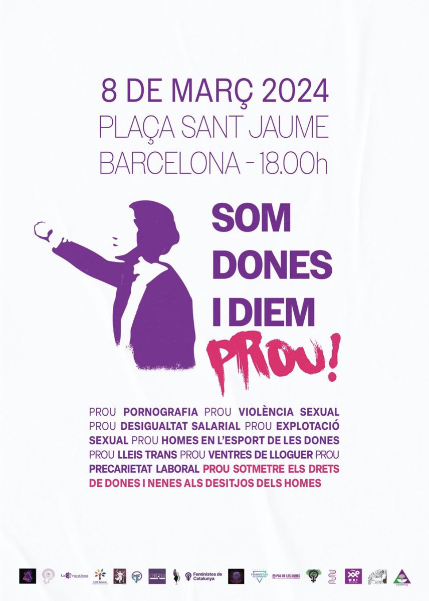 ameliedruot's tweet photo. BARCELONA , #8M 18:00 plaça SANT JAUME #lesdonesdiemprou #nomixta https://t.co/43jIjESOUw