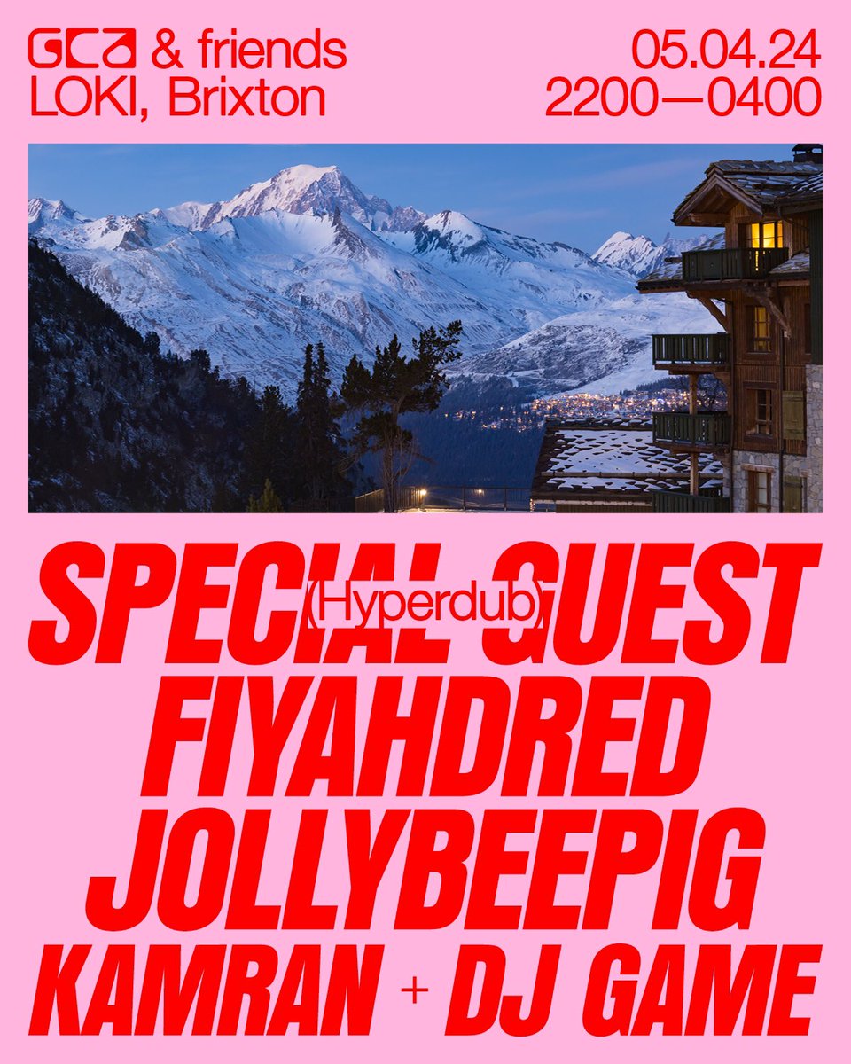 🗣GCA &amp; Friends is back!

📢5th of April we’re taking over at Loki with a very special guest alongside Fiyahdred, Jollybeepig &amp; GCA residents Kamran &amp; DJ Game.

💸£7 early bird tickets here: tinyurl.com/gcaloki