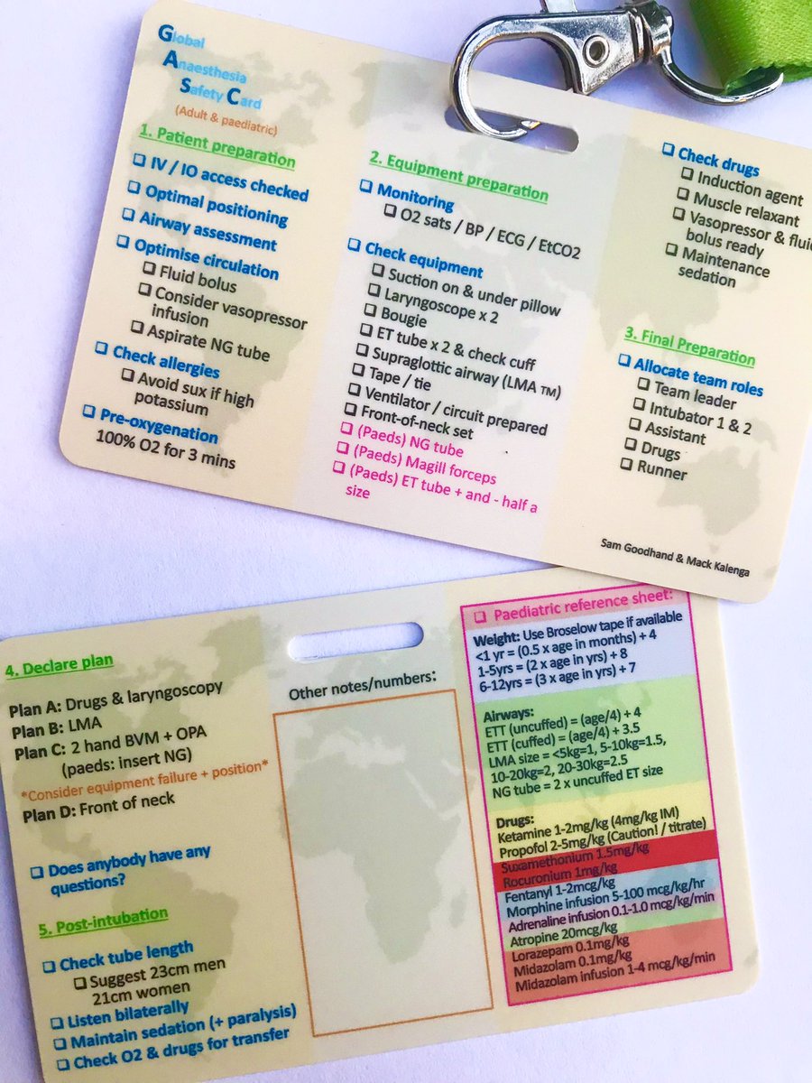 There’ll be free handouts of Global Anaesthetic Safety (GAS) cards (🇬🇧 & 🇫🇷)at #WCA24 in Singapore, by my co-creator @mack_kalengajr. The giveaway is funded by @BSUHgas 🙏 and hosted by @wfsaorg @SaferSurgery & @gadpartnerships 🙏 Checklists are good. 🌎 #humanfactors
