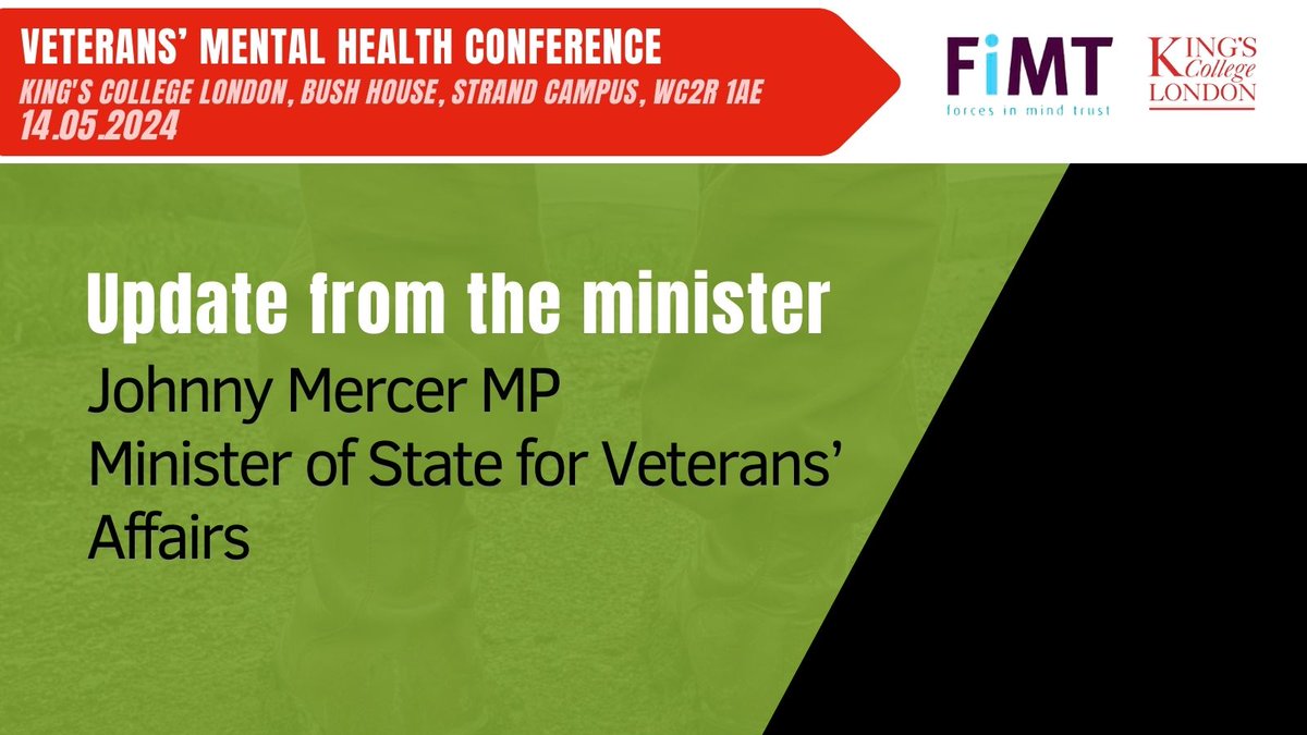📢SPEAKER ANNOUNCEMENT We're delighted to announce @JohnnyMercerUK will be a keynote speaker at our Veterans' Mental Health Conference 'The importance of integrating health and wellbeing research and clinical practice' To find out more & buy tickets ➡️ kcmhr.org/vmhc-2024/